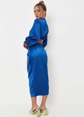 Синяя кэжуал однотонная юбка Missguided