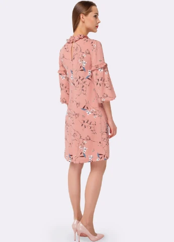 Розовое кэжуал платье Cat Orange с цветочным принтом
