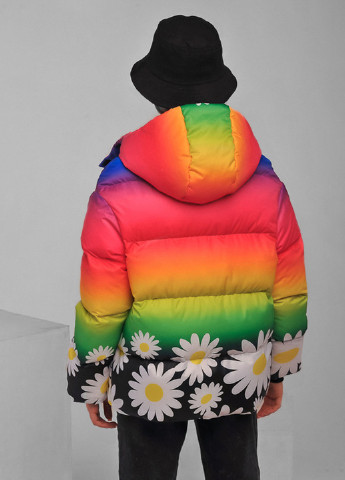 Комбінована демісезонна демісезонна дитяча куртка на пуху raduga з принтом ромашки Sinthia