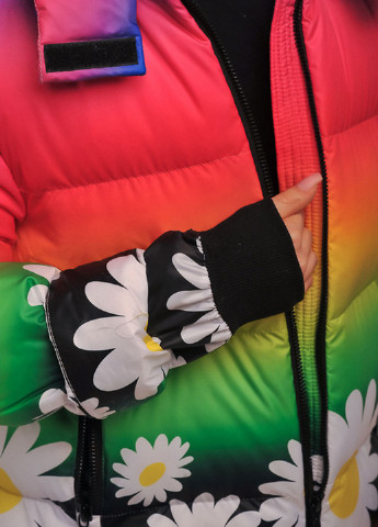 Комбінована демісезонна демісезонна дитяча куртка на пуху raduga з принтом ромашки Sinthia