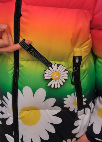 Комбінована демісезонна демісезонна дитяча куртка на пуху raduga з принтом ромашки Sinthia