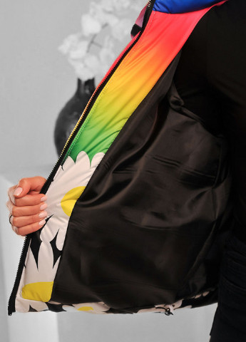 Комбінована демісезонна демісезонна дитяча куртка на пуху raduga з принтом ромашки Sinthia