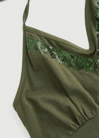 Оливкова (хакі) кежуал сукня з відкритою спиною SHEIN однотонна