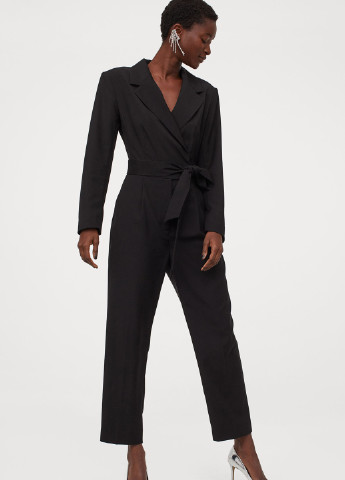 Комбінезон H&M комбінезон-брюки однотонний чорний кежуал поліестат