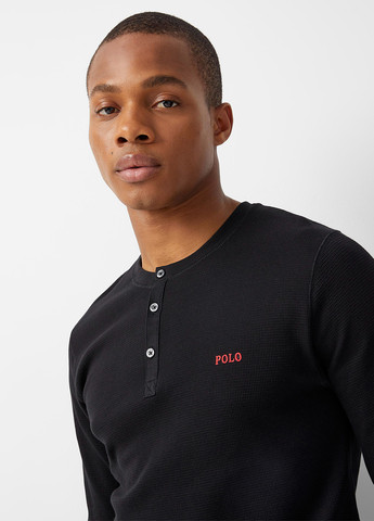 Черный демисезонный кэжуал лонгслив Ralph Lauren однотонный