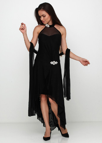 Черное вечернее платье с открытой спиной Bianca однотонное