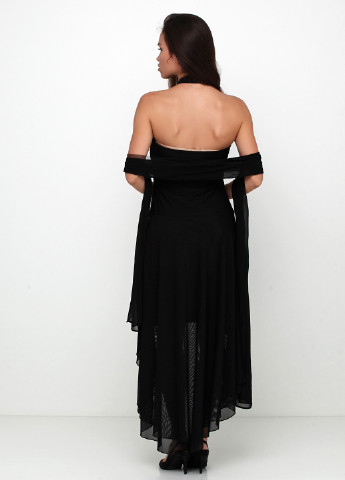 Черное вечернее платье с открытой спиной Bianca однотонное