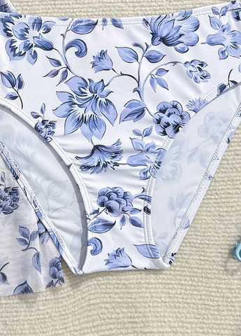 Блакитний літній комплект (накидка, ліф, трусики) SHEIN