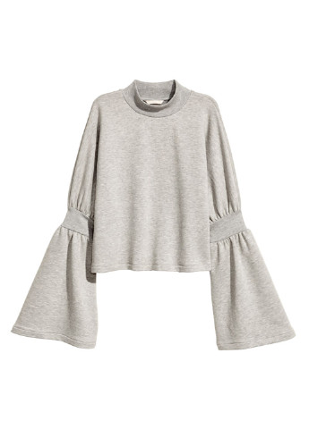 Свитшот H&M - Свободный крой меланж светло-серый кэжуал хлопок - (179137135)