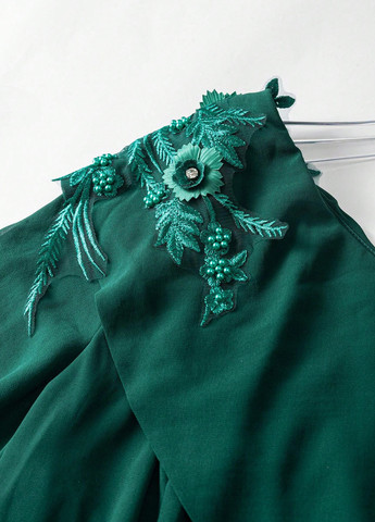 Темно-зелена вечірня, святковий сукня зі шлейфом, а-силует, на одне плече SHEIN однотонна