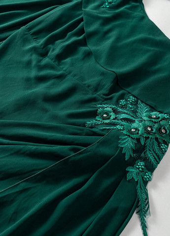 Темно-зелена вечірня, святковий сукня зі шлейфом, а-силует, на одне плече SHEIN однотонна