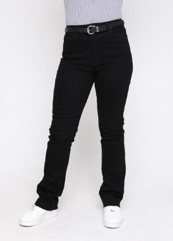 Джинсы женские черные прямые от колена со стрейчем Прямая Rich - (255073644)