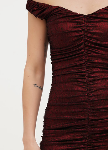 Темно-красное коктейльное платье с открытыми плечами, силуэтная Babylon однотонное