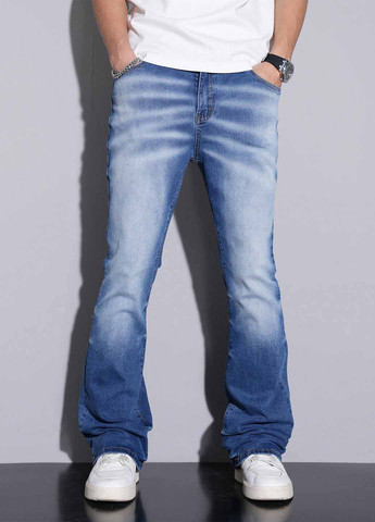 Синие демисезонные прямые джинсы SHEIN