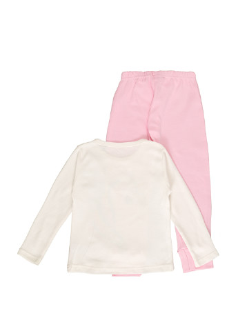 Розовая всесезон пижама для девочки интерлок лонгслив + брюки Фламинго Текстиль