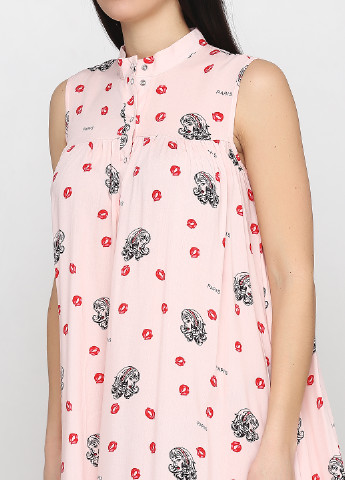 Розовое кэжуал платье клеш ANVI с рисунком