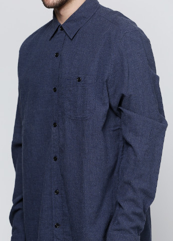 Синяя кэжуал рубашка однотонная Gap с длинным рукавом