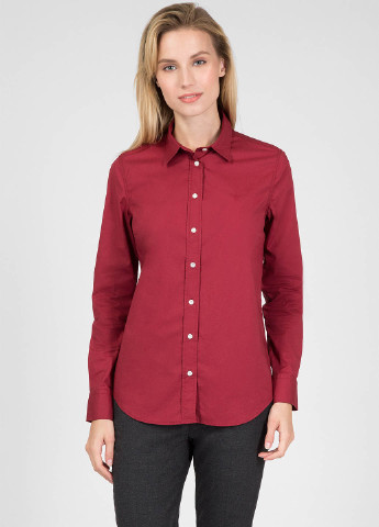 Бордовая кэжуал рубашка однотонная Gant