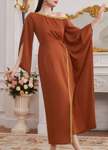 Мідна святковий, вечірня сукня SHEIN однотонна