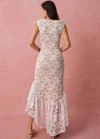 Білий коктейльна, вечірня сукня сукня-комбінація SHEIN однотонна