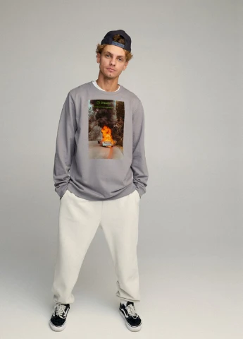 Сірий світшот чоловічий oversize /no flis/ YAPPI (252258289)