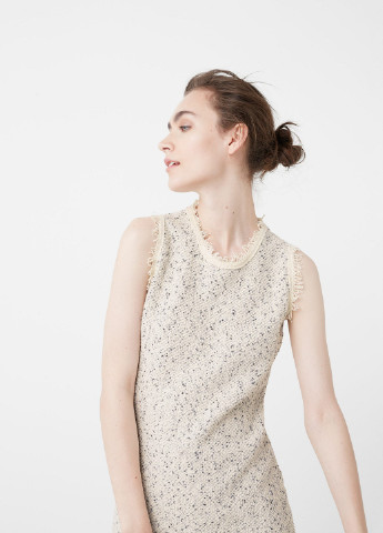 Молочное кэжуал платье Mango меланжевое