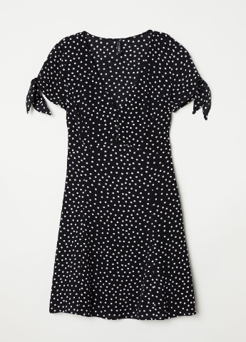 Черно-белое кэжуал платье а-силуэт H&M в горошек