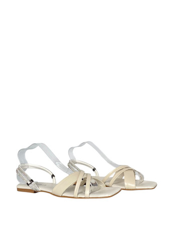 Бежевые босоножки Anri de Collo без застежки с камнями