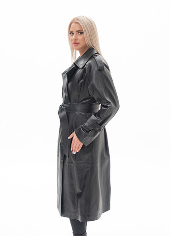 Жіночий шкіряний плащ Fabio Monti тренчкот на гудзиках демісезон (258810876)