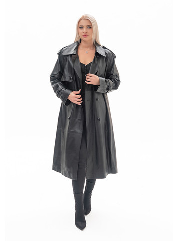 Жіночий шкіряний плащ Fabio Monti тренчкот на гудзиках демісезон (258810876)
