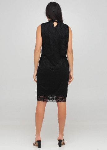 Черное коктейльное платье футляр Mela London однотонное