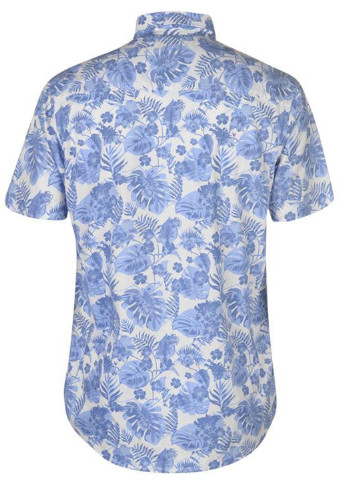 Голубой кэжуал рубашка с цветами Pierre Cardin с коротким рукавом