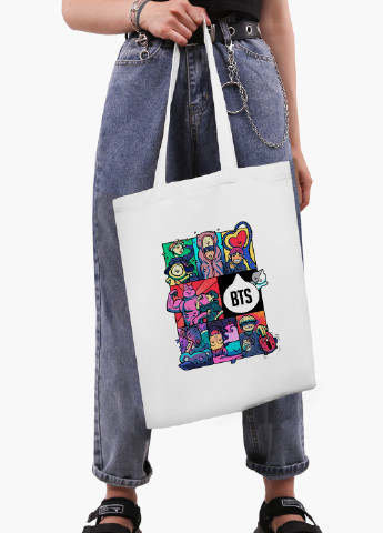 Еко сумка шоппер біла БТС (BTS) (9227-1078-WT-2) екосумка шопер 41*35 см MobiPrint (219095373)