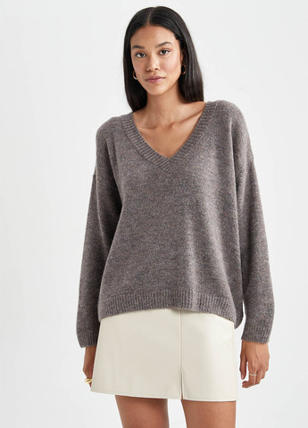 Сіро-коричневий зимовий пуловер пуловер DeFacto