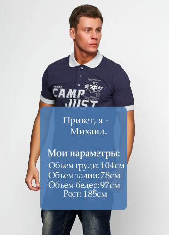 Темно-синяя футболка-поло для мужчин Chiarotex с надписью