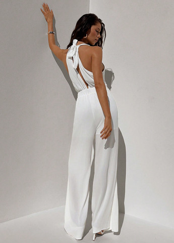 Комбінезон SHEIN комбінезон-брюки однотонний білий кежуал віскоза