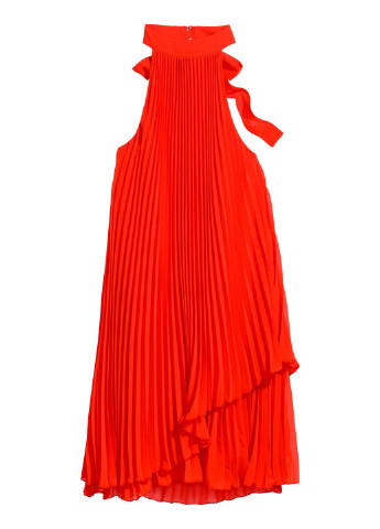 Красное кэжуал платье плиссированное H&M однотонное