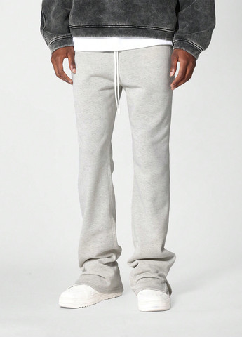 Светло-серые спортивные, кэжуал демисезонные прямые брюки SHEIN