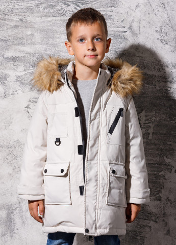 Белая зимняя пуховая зимняя куртка для мальчика DobraMAMA