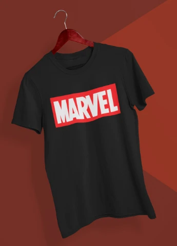 Черная футболка мужская чёрная с принтом "marvel" Maybel