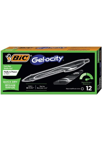 Набір гелевих ручок 12 шт автоматичних Gel-Ocity Quick Dry, Чорний 0.7 мм (RGLCG11-BLK) (B01MSBOBM7) Bic (255254686)