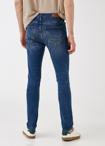 Джинси KOTON завужені однотонні темно-блакитні джинсові бавовна