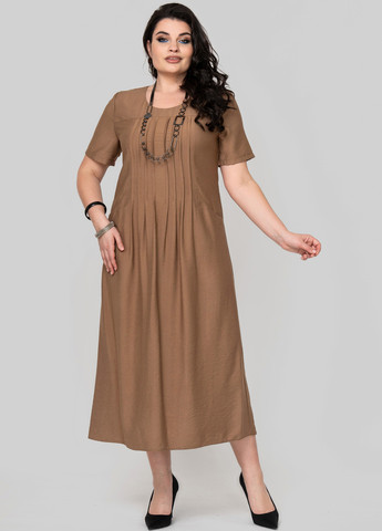 Песочное кэжуал платье а-силуэт A'll Posa однотонное