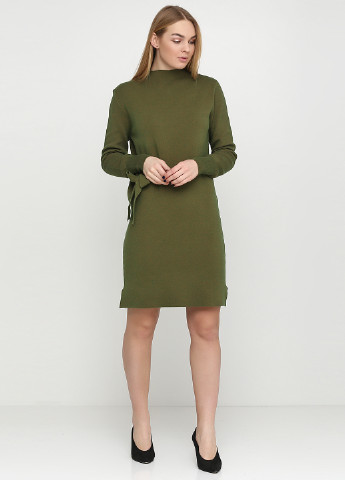 Оливково-зеленое кэжуал платье Minus меланжевое