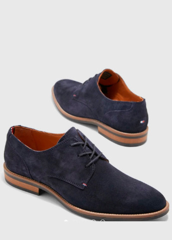 Синие классические замшевые туфли Tommy Hilfiger на шнурках