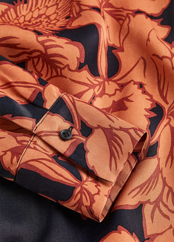 Оранжевое кэжуал платье H&M с цветочным принтом