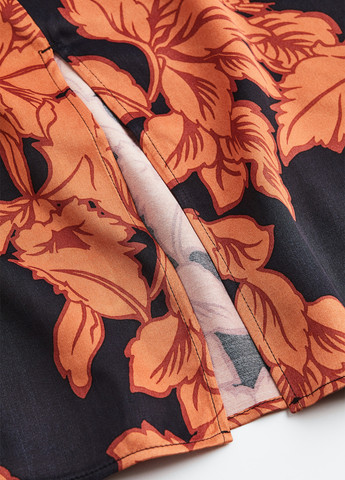 Оранжевое кэжуал платье H&M с цветочным принтом