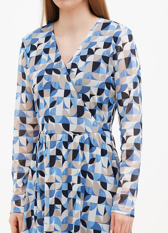 Комбинированное кэжуал платье на запах Tom Tailor с геометрическим узором