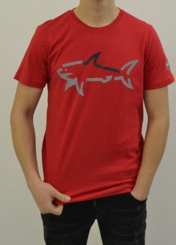 Красная футболка мужская Paul & Shark Shark Logo Reflective