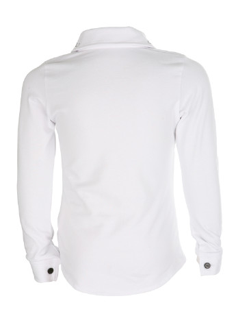 Белая однотонная блузка с длинным рукавом Фламинго демисезонная
